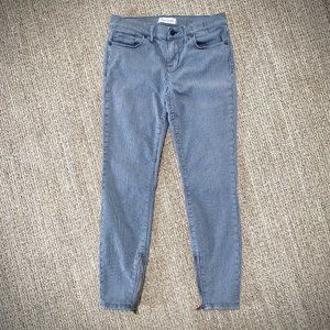 Madewell Railroad Stripe Skinny Zippered Ankle Jeans in Grey/Blue, 28